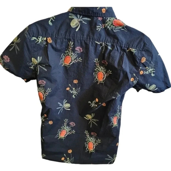 Swell Shirt M Slim Fit Black Floral Button Down Short Sleeve Tropical Coastal - Picture 6 of 6